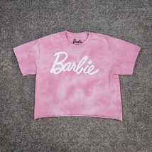 Barbie Shirt Women M Pink Tie Dye Cropped Jersey Tee Large Front Spellout - $16.99