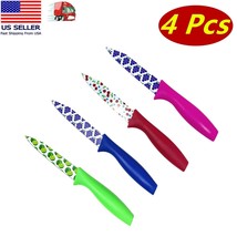 4 Pcs of Kitchen &amp; Fruit Knives with Fruity Design, Casing for Blade, 3.5&quot; Blade - £7.77 GBP