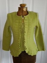 Marisa Christina spring green wool zip front pleated ruffled structured ... - $20.00