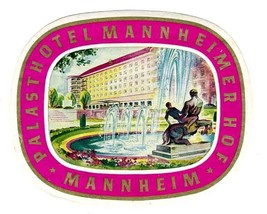 Plasthotel Mannheimer Hof  Luggage Label  Mannheim Germany - $17.87