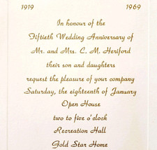 1969 50th Wedding Anniversary Invitation Long Beach Heriford w/ Article ... - $29.99