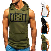 Men&#39;s sleeveless letter printed hand pocket - $18.98