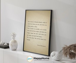 Ernest Hemingway Quote Wall Art Try to Learn to Breathe Motivational Print -P770 - $24.65+