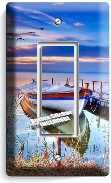 BOAT ON THE LAKE TWILIGHT SINGLE GFCI LIGHT SWITCH WALL PLATE COVER DREAMY DECOR