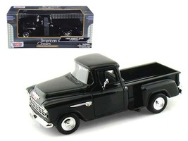 1955 Chevrolet 5100 Stepside Pickup Truck Black 1/24 Diecast Car Model by Motor - £30.71 GBP