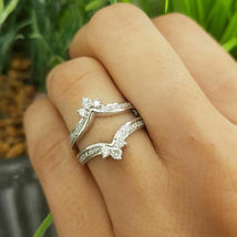 0.50Ct Round Cut Diamond Elegant Wedding Enhancer Guard Ring 14k White Gold Over - £58.47 GBP