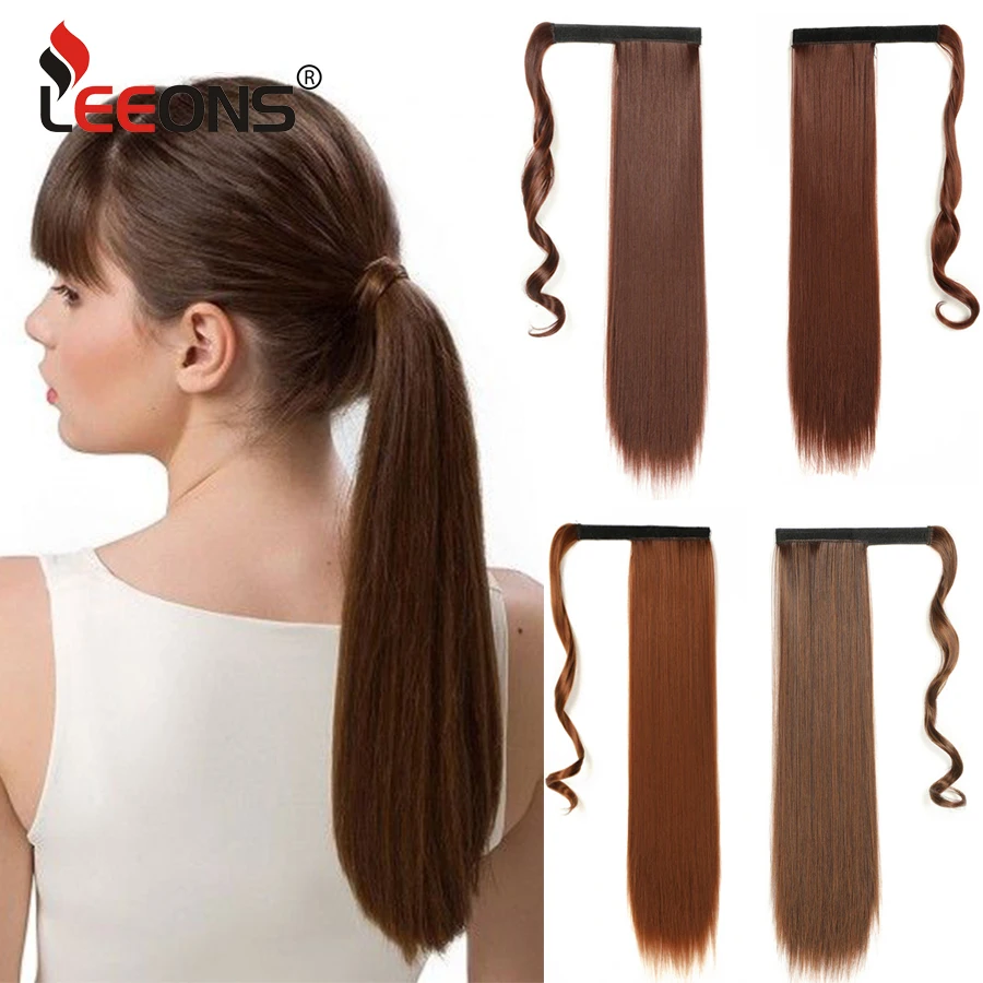 Leeons Synthetic Long Straight Ponytail Extensions Wrap Around Hair Pony... - £11.74 GBP+