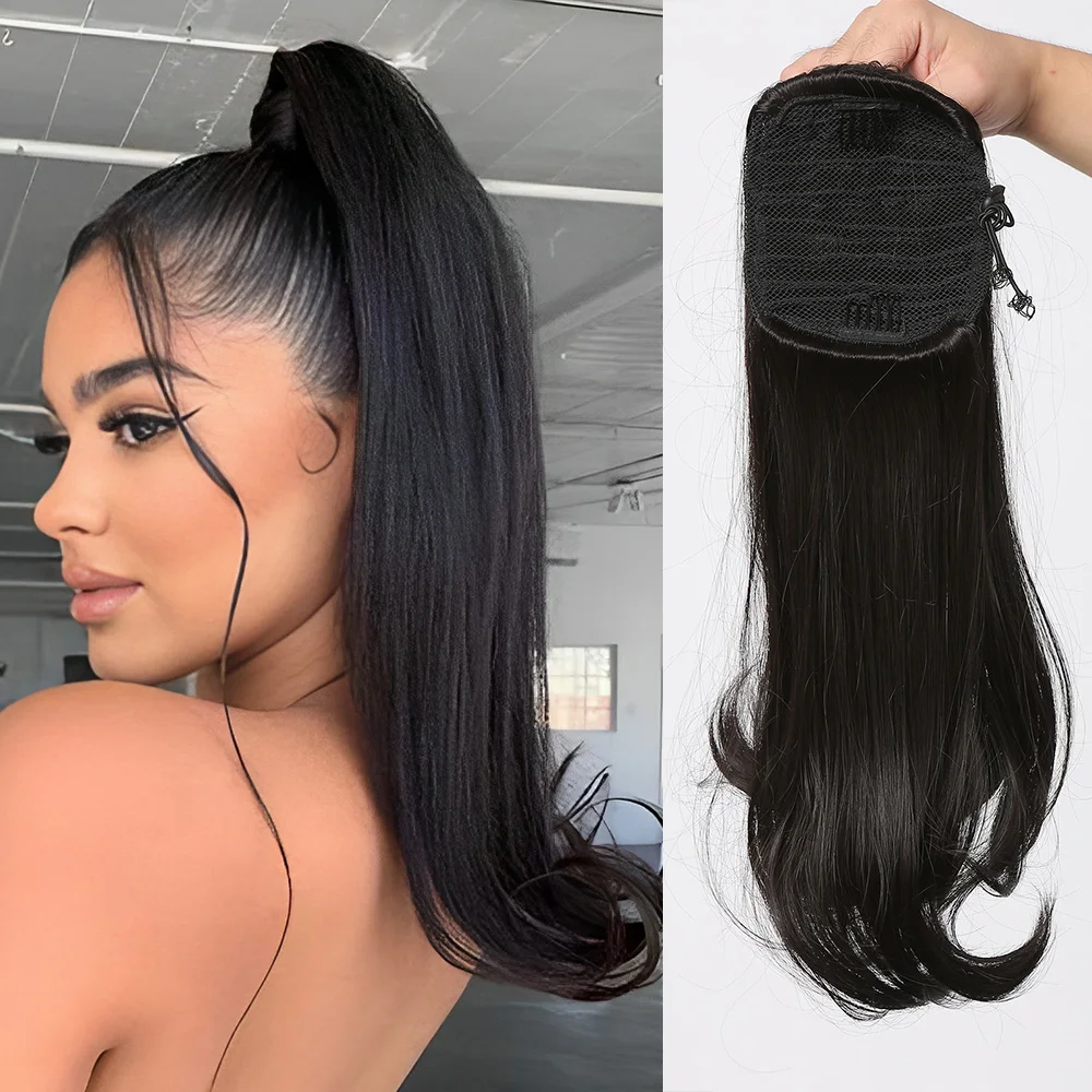  ponytail extensions clip in synthetic drawstring ponytail wig long pony tail for women thumb200