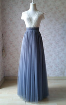 GRAY Long Tulle Skirt Outfit Women Plus Size Full Tulle Skirt image 1