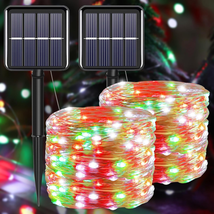Solar Christmas String Lights Outdoor,Red White Green Fairy Lights, IP67 Waterpr - £12.09 GBP