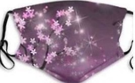 Purple Flowers And Stars Reusable Washable Cotton Mask With Filter Included - £7.56 GBP