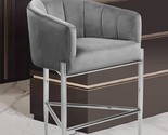 Cyrene Counter Stool Chair Velvet Upholstered Shelter Arm Shell Design 3... - $726.99