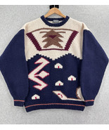 Vintage Lord &amp; Taylor Mens 100% Virgin Wool Sweater Aztec Hand Knit Size XL - £21.68 GBP