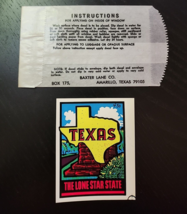 Baxter Lane Co Texas The Lone Star State Vtg Travel Luggage Water Decal #430 - £19.04 GBP
