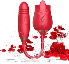 2023 New Roses Shape Clitoralis Licking for Women Toy Sex Tongues (Red) Gf490 - £25.57 GBP