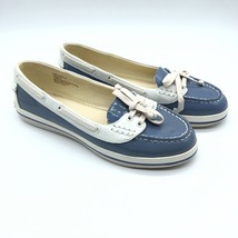 Tommy Bahama Womens Castille Boat Shoes Slip On Faux Leather Blue White 6.5 - $24.08