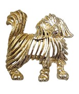 Vintage Shaggy Dog Brooch Pin Open Work Gold Tone Pekingese Spaniel En. ... - €8,62 EUR