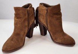 Vince Camuto Linford Boots Womens Size 6M Brown Suede Tasseled Ankle Booties - £38.18 GBP