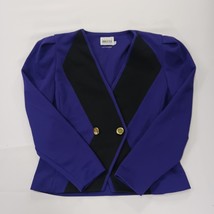 Leslie Fay Petite Collections Women's Purple & Black Blazer Jacket Size 6 image 15