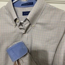 J McLaughlin Shirt Mens XXL Check Button Up Contrast Cuff Long Sleeve - £14.77 GBP