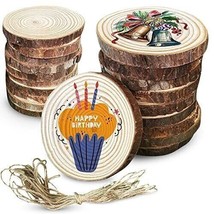 Natural Pine Wood Slices, 20 Pieces, 2.7-3 Inch Diameter, 0.4 Inch Thick Round - £15.81 GBP