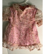 Oilily baby girl pink floral silk fabric with ruffles - £23.64 GBP