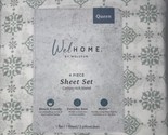 Welhome Cotton Blend Sateen Weave ~White/Ditsy Medalion~4pc Sheet Set, Q... - £40.70 GBP