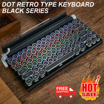 Dot Retro Typewriter Black RGB Wireless Mechanical Backlit 83 keys Keybo... - $121.54
