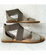 Sorel Ella Olive Green Leather/Elastic Strap Sandals - Women&#39;s Size 8.5 - $699.36 MXN