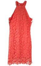 Bolaiya Orange Sleeveless Zip Back Lace Flowers Mini Bodycon Dress Size M - £69.98 GBP