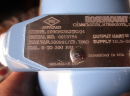 Emerson Rosemount 2090FG3S2DE1Q4 Sanitary Pressure Transmitter 0-300 PSIG - $349.00