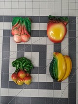 Chalkware Wall Hanging Fruit 3.5 4 Inch Lot of 4 - £23.12 GBP