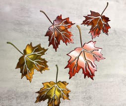 Maple Leaves (Set of 5) - Metal Art Accents - Fall Colored - £24.97 GBP
