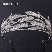 Mecresh Leaves Shaped Zircon Bridal Crowns Tiaras Crystal Quinceanera Pageant Di - £20.57 GBP