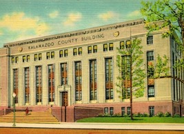 Kalamazoo Michigan MI County Court House Building Vtg Linen Postcard Curteich - £3.12 GBP