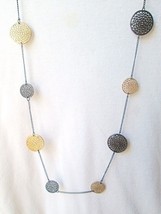 NEW VCLM Filigree Necklace Gold Tone &amp; Grey Round Metal Mandala Style Circles - £10.18 GBP