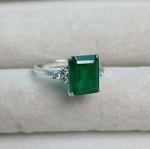 925 Sterling Silver Natural Certified 7 Ct Emerald Solitaire Ring For Her Love - £47.05 GBP