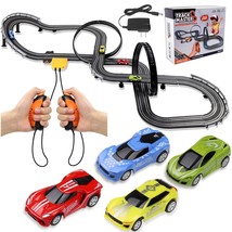 Slot Car Race Track Sets, 23 Ft Battery Powered Or Electric Track With 4 Slot Ca - £77.17 GBP