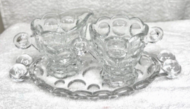 Vintage Heisey Provincial Whirlpool Pattern Glass Creamer Sugar Bowl on ... - $36.14