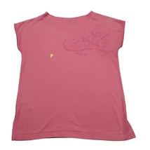 Embroidered Shirt Womens L Pink Short Sleeve Round Neck Floral Casual T Shirt - £12.70 GBP