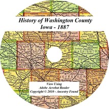 1887 History &amp; Genealogy Of Washington County Iowa Washington Kalona Ia Families - £4.68 GBP