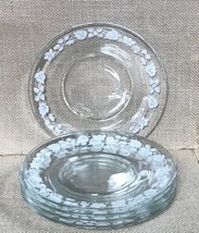 Clear Glass Leaf Floral Trim Bread Plate Set Of Five - £9.46 GBP