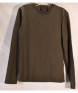 Essentials Zara Super Slim Fit Crewneck Top LS Shirt Green NWT L - $27.16 CAD