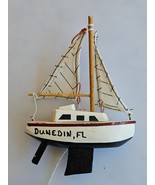 Handcrafted Wooden Sailboat Model Ornament Handpainted Dunedin Florida 6&quot; - $275.97 MXN