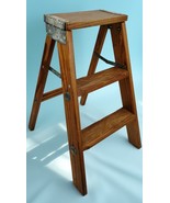 23&quot; Tall Folding Wood Step Stool Primitive Ladder Plant Stand Photo Prop... - $89.09