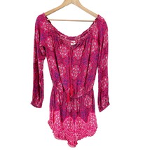 O’Neill Womens S Nashville Red Print Off Shoulder Romper Boho Red Pink Summer  - £19.27 GBP