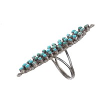 sz7 Large Old Zuni silver snake eye turquoise ring - $297.00