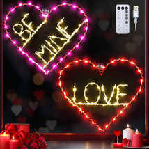 2 Pack Metal Proposal Window Lights, Red Heart Lights Be Mine, Love Heart - £10.99 GBP