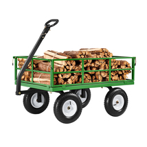 VEVOR Green 1200lbs Steel Garden Cart Heavy Duty Pullable Garden Wagon Y... - $162.99