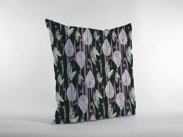 18 Black Purple Fall Leaves Zippered Suede Throw Pillow - £61.30 GBP